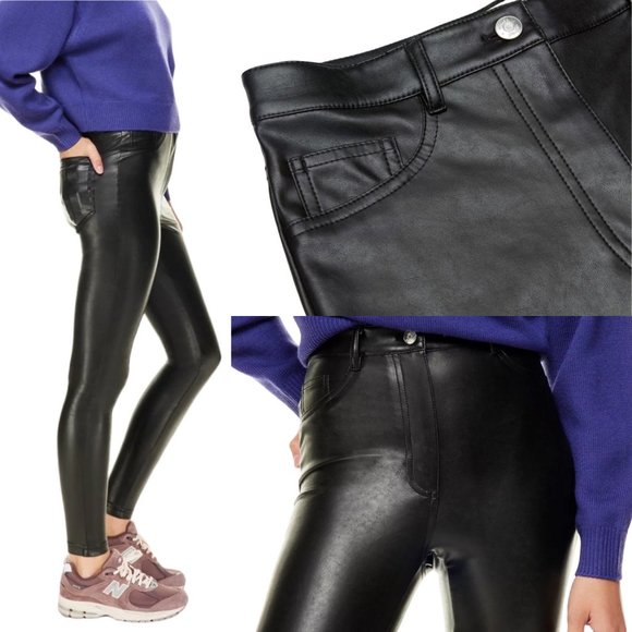 Aritzia Wilfred Charm Pant High-Waisted Vegan Faux Leather Leggings in Black - Picture 3 of 16